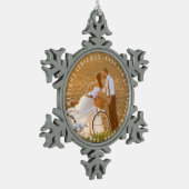 ミセス・初めてのクリスマス・サークル文字結婚の写真 スノーフレークピューターオーナメント (左)