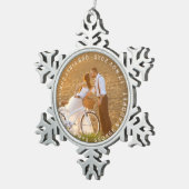 ミセス・初めてのクリスマス・サークル文字結婚の写真 スノーフレークピューターオーナメント (右)