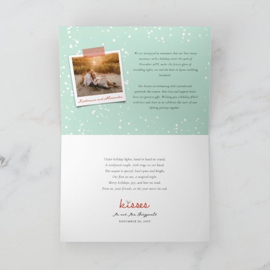 ミセス・初めてのクリスマス・フォト・コラージュ結婚ズ シーズンカード (内部)