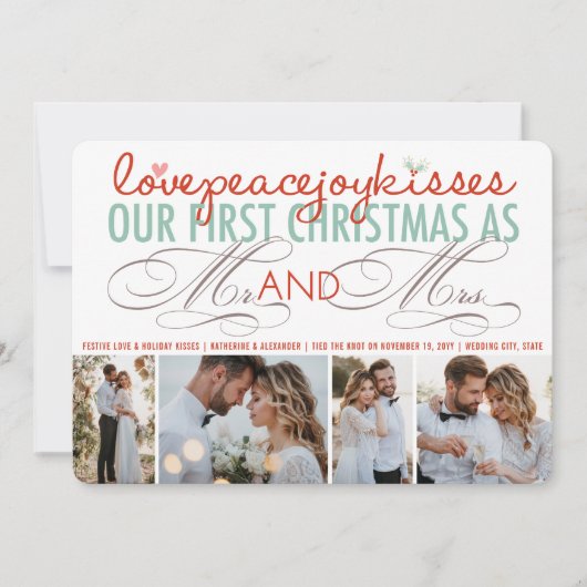 ミセス・初めてのクリスマス・フォト・コラージュ結婚ズ シーズンカード (正面)