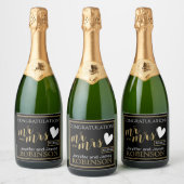 ミセス・名前をカスタムする・金ゴールド結婚 スパークリングワインラベル (ボトル)