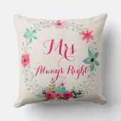 ミセス・常時右青コーラルピンクフローラリース クッション (裏面)