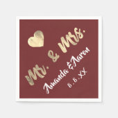 ミセス・白黒名ハート・マルーン スタンダードカクテルナプキン (正面)