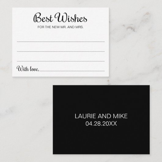 ミセス・白黒結婚のゲストブックカード プレイスカード (正面/裏面)