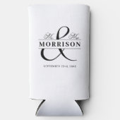 ミセス・白黒結婚式の引き出物 スリム缶クーラー (正面)