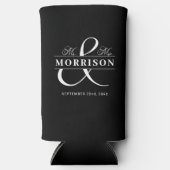 ミセス・白黒結婚式の引き出物 スリム缶クーラー (正面)