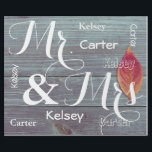 ミセス/結婚アニバーサリーパーソナライズされたズ ラッピングペーパー<br><div class="desc">木製のフェンスと秋の葉の美しい秋のイメージ。名前のパーソナライズを持つ大規模なカッシブプリントのmr & Mrs.</div>