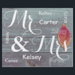 ミセス/結婚アニバーサリーパーソナライズされたズ ラッピングペーパー<br><div class="desc">木製のフェンスと秋の葉の美しい秋のイメージ。名前のパーソナライズを持つ大規模なカッシブプリントのmr & Mrs.</div>