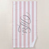 ミセス | 花嫁ピンクストライプの色 ビーチタオル (正面)