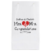 ミセス・赤いハート結婚ズパーソナライズされた スモールペーパーバッグ (正面)