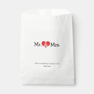 ミセス・赤いハート結婚ズパーソナライズされた フェイバーバッグ