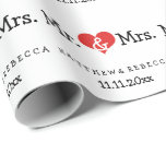ミセス・赤いハート結婚 ラッピングペーパー<br><div class="desc">赤いハートのギフトラップ結婚紙..新しい結婚に完璧な紙をラッピングし、リカソから恋しく思のミスタとをラッピングします</div>