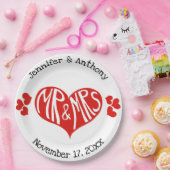 ミセス・赤と白ハート・シェイプ結婚ズ ペーパープレート (パーティー)