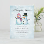 ミセス・雪だるまおもしろい・ウィンターカップルブライダルシャワー 招待状 (スタンド正面)