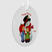 ミセス・雪だるま・アクリルの可愛いクリスマスポット オーナメント (正面)