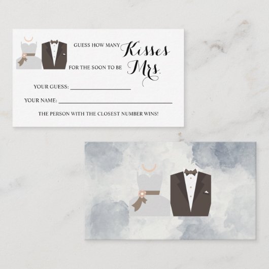 ミセスB&Gシャワーゲームカードのキス数 プレイスカード (正面/裏面)