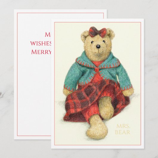ミセスBEAR 5x7フラットクリスマスカード シーズンカード (正面/裏面)