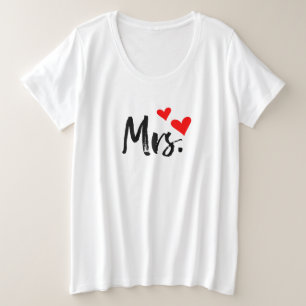 ミセスTシャツ – かわいい赤いハート妻デザイン プラスサイズTシャツ