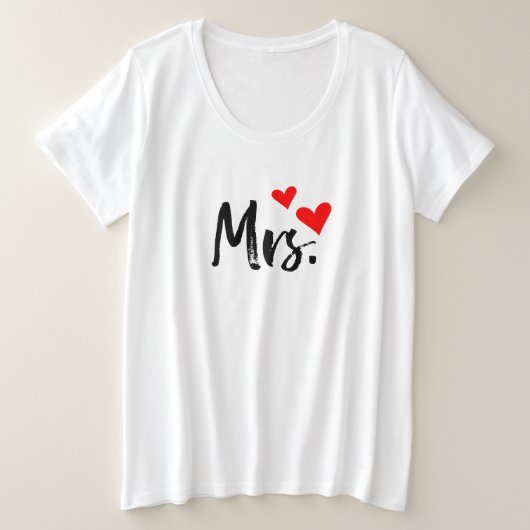 ミセスTシャツ – かわいい赤いハート妻デザイン プラスサイズTシャツ (デザイン正面)