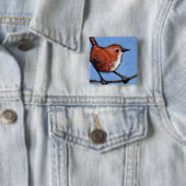 ミソサザイ、鳥、色の鉛筆 缶バッジ (インサイチュ)