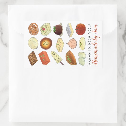 ミタイインディアンスイートショップ菓子パティシエ 長方形シール (バッグ)