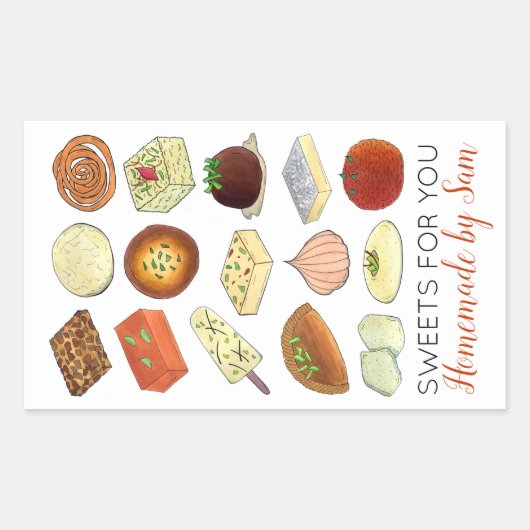 ミタイインディアンスイートショップ菓子パティシエ 長方形シール (正面)