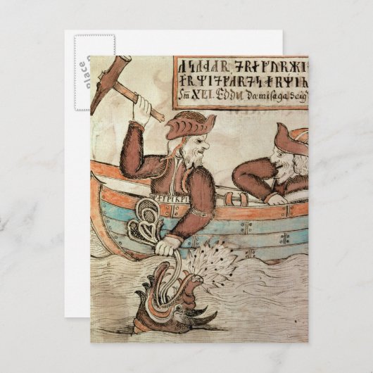 ミダガードのヘビのためのトール魚釣り ポストカード (正面/裏面)