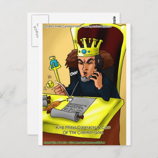 ミダス王が贈答用の一般的な金ゴールドおもしろいティーをキャッチ ポストカード (正面/裏面)