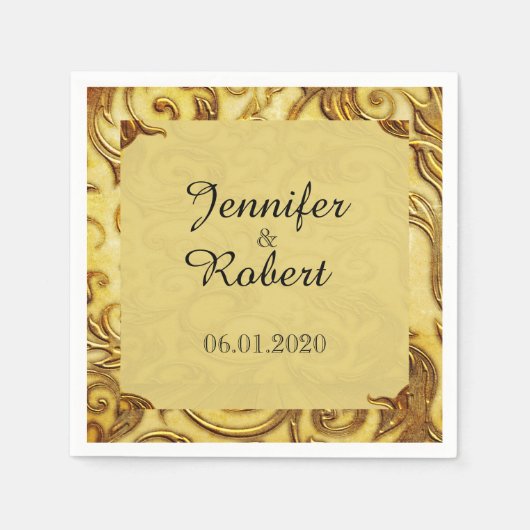 ミダスTouch結婚金ゴールドナプキン スタンダードカクテルナプキン (正面)