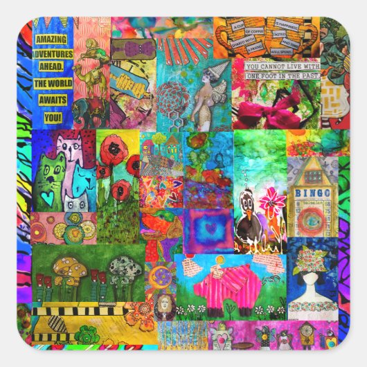 ミッお洒落クカラフル・メディア・ステッカー スクエアシール (正面)