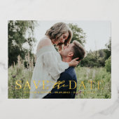 ミッエレガントクスタイポグラフィ写真の保存日付 箔招待状ポストカード (正面)