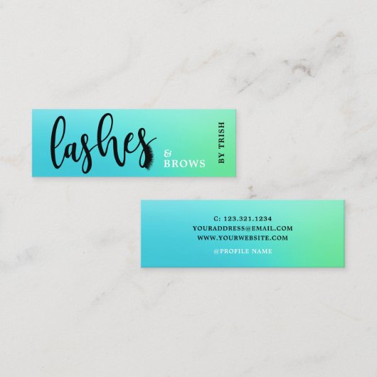 ミッエレガントグラデーションントのラッシュとブローズの手書き スキニー名刺 (正面/裏面)