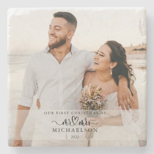 ミッエレガントズとミセスと結婚した同じくクリスマスの最初 ストーンコースター (正面)