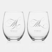 ミッエレガントズ名前をカスタムするの結婚デート ステムなしワイングラス (正面)