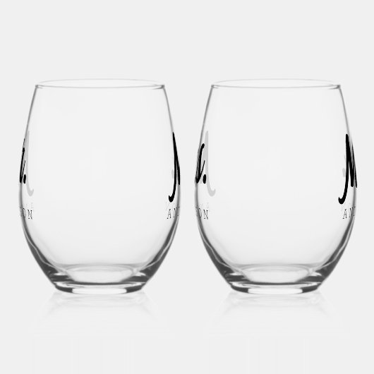 ミッエレガントズ+ネームの新結婚婚 ステムなしワイングラス (左)