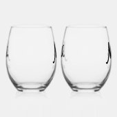 ミッエレガントズ+ネームの新結婚婚 ステムなしワイングラス (右)