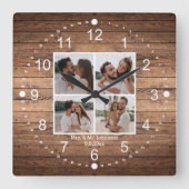 ミッエレガントズ&mr 4枚の写真はラスティアの写真をコラージュ結婚する スクエア壁時計 (正面)