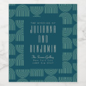 ミッエレガントドアーモダンチティール(緑がかった色)ブルーカスタムウェディング ワインラベル (シングルラベル)