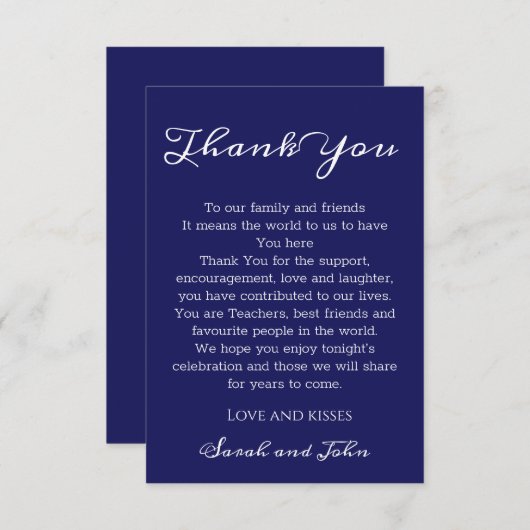 ミッエレガントドナイビー·ブルー結婚ズ·サンキューカード サンキューカード (正面/裏面)