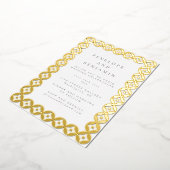 ミッエレガントドモダン幾何結婚シックな白金ゴールド 箔招待状 (回転した状態)