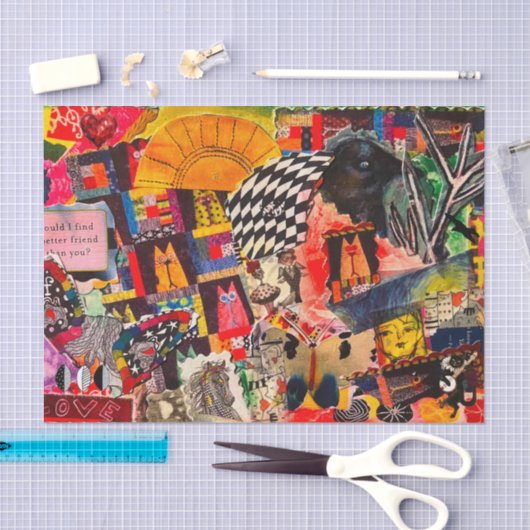 ミッカラフルクメディアアポップ・アートのートコラージュティッシュペーパー 薄葉紙 (クラフト)