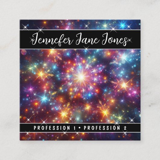 ミッカラフルスティックスカイネブラグリッタースターズ スクエア名刺 (正面)