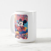 ミッキーがブレーキマグを取る コーヒーマグカップ (正面左)