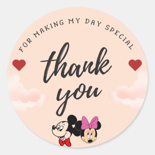ミッキーステッサンキューカー ラウンドシール (正面)