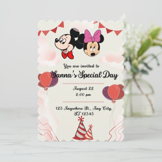 ミッキー子供の誕生日招待 招待状 (スタンド正面)