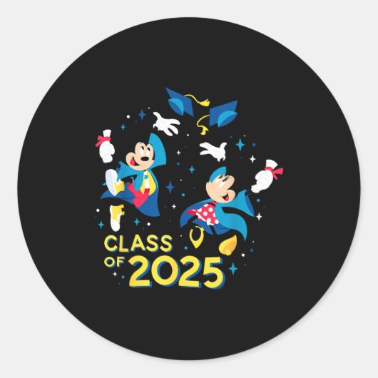 ミッキー&ミニーマウス 卒業式 クラスオブ2025 ラウンドシール (正面)