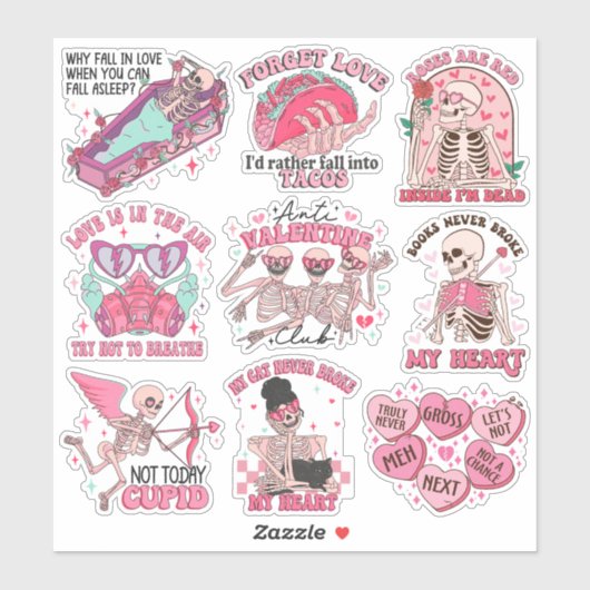 ミックスおもしろいレトロアンチ – バレンタインクラブビニル シール (シート)