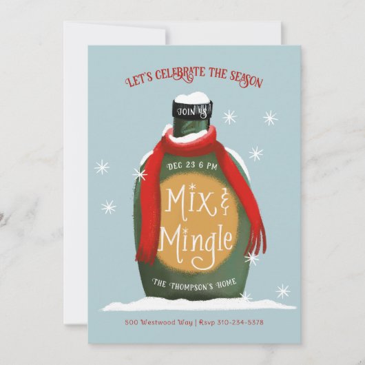 ミックスとミングルクリスマスカクテルパーティー 招待状 (正面)