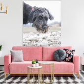 ミックスのポートレートは、小石の上に傾いて犬を品種。 キャンバスプリント (インサイチュ (リビング))
