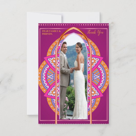 ミックスのマンダラCerise Pink, blues & Orange 出欠カード (正面)